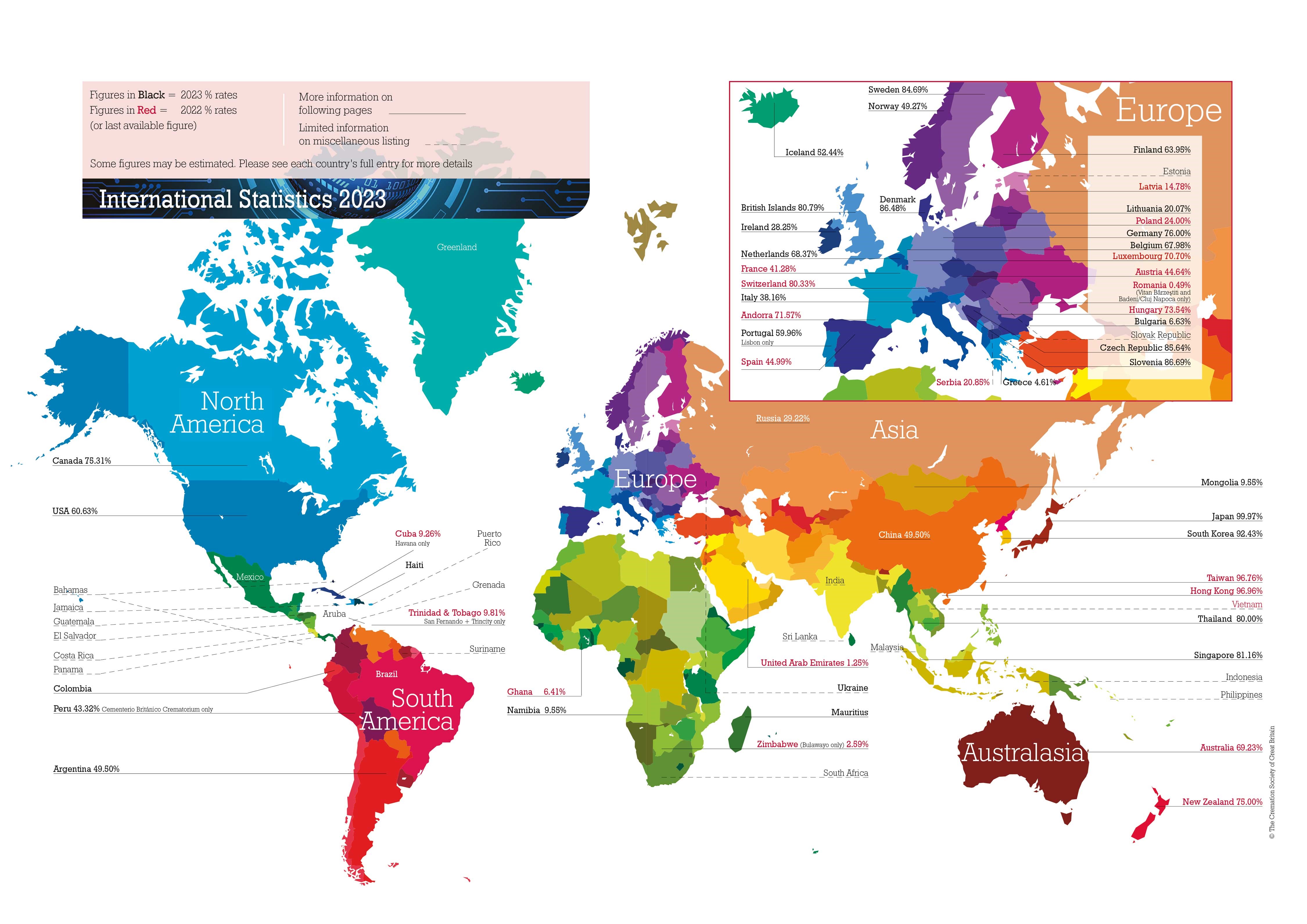 international cremation statistics map 2021